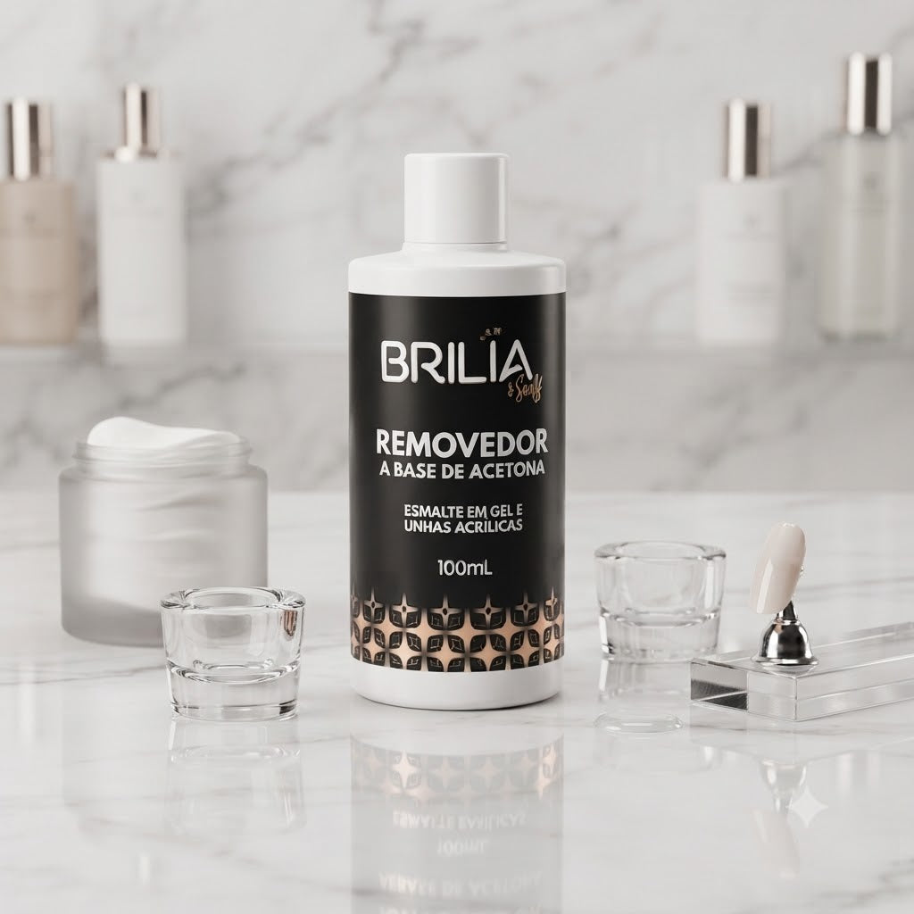 BRILIA REMOVEDOR A BASE DE ACETONA PARA ESMALTES EM GEL E UNHAS ACRILICAS 100ML